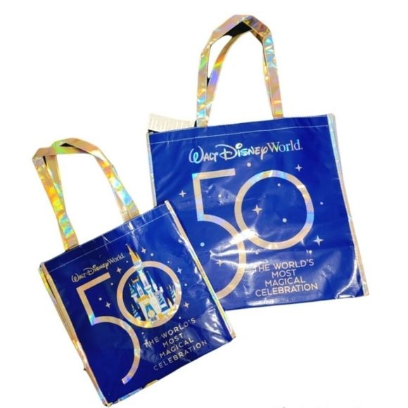Walt Disney World's 50th Celebration Large Medium Duo Reuseable Tote NWT - Picture 2 of 2